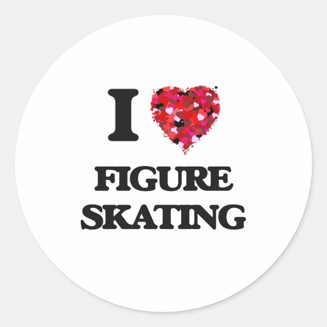 I Love Figure Skating Classic Round Sticker (Front)