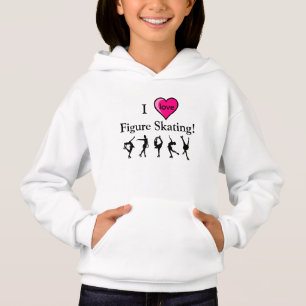 I Love Figure Skating Girls Hooded Shirt & Heart