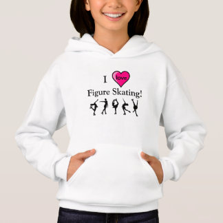 I Love Figure Skating Girls Hooded Shirt & Heart