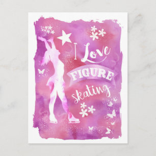 I LOVE FIGURE SKATING POSTCARD