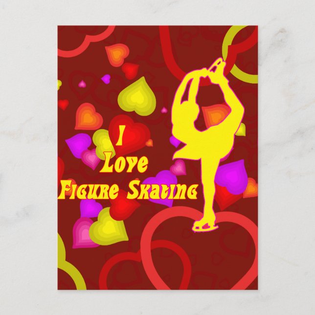 I Love Figure Skating Retro Postcard (Front)