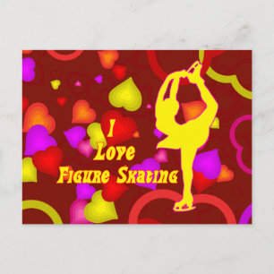 I Love Figure Skating Retro Postcard