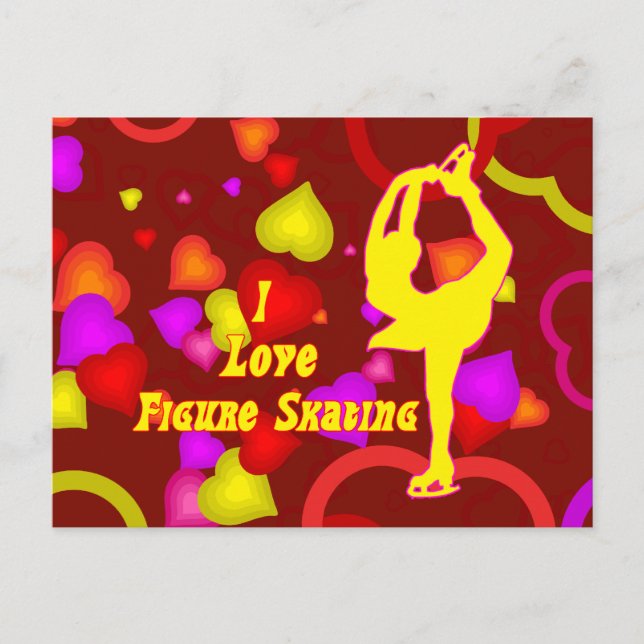 I Love Figure Skating Retro Postcard (Front)