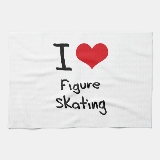 I Love Figure Skating Tea Towel (Horizontal)
