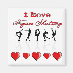 I Love Figure Skating w/ Hearts & Reflections Magnet