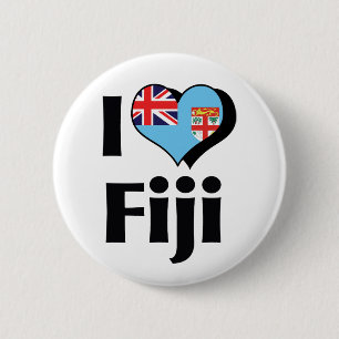 I Love Fiji Flag 6 Cm Round Badge