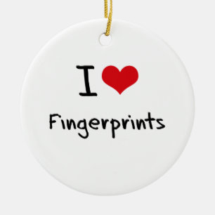 I Love Fingerprints Ceramic Ornament