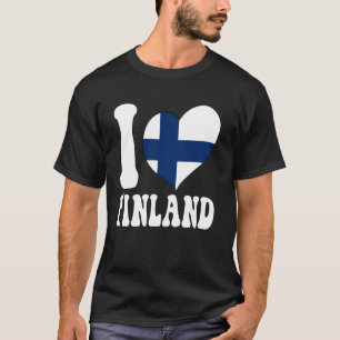 I Love Finland I Love Helsinki Finland Flag Heart  T-Shirt