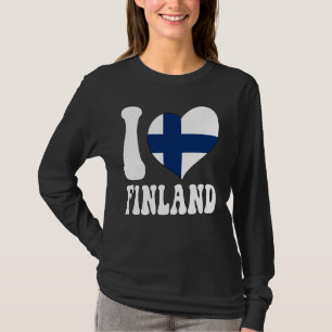 I Love Finland I Love Helsinki Finland Flag Heart  T-Shirt