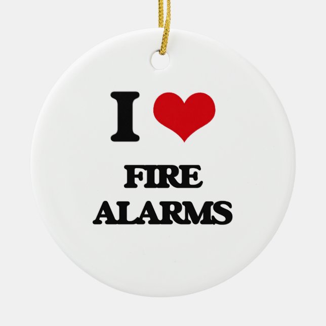 i LOVE fIRE aLARMS Ceramic Tree Decoration (Front)