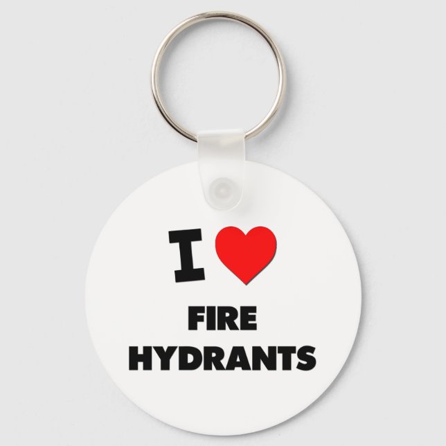 I Love Fire Hydrants Key Ring (Front)