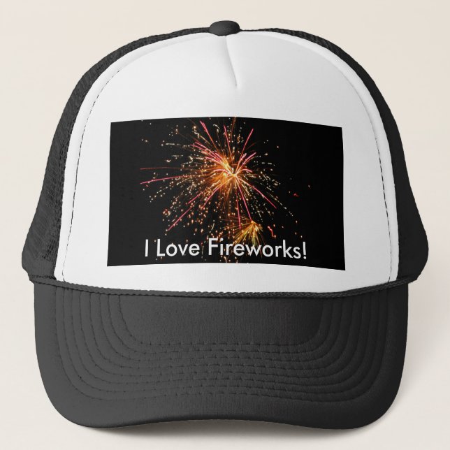 I Love Fireworks! Trucker Hat (Front)