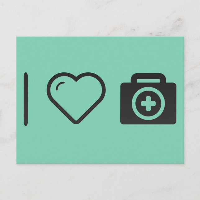 I Love First Aid Kits Postcard (Front)