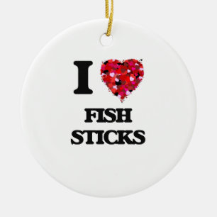 I Love Fish Sticks Ceramic Tree Decoration