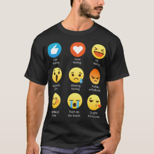 I Love Fishing Emoji Emoticon Graphic Tee Funny Sp