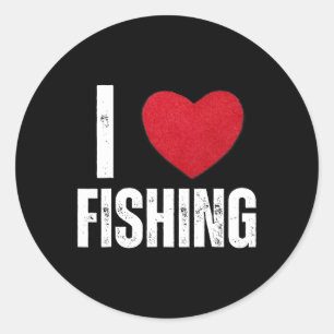I Love Fishing Gifts For Kids Fishing Men I Heart Classic Round Sticker