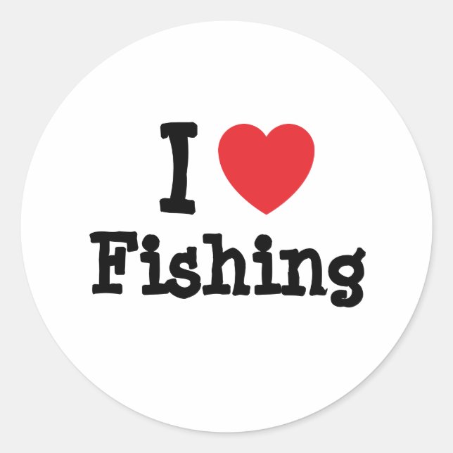 I love Fishing heart custom personalised Classic Round Sticker (Front)