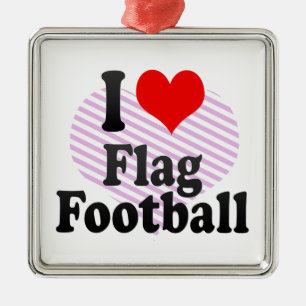 I love Flag Football Metal Tree Decoration