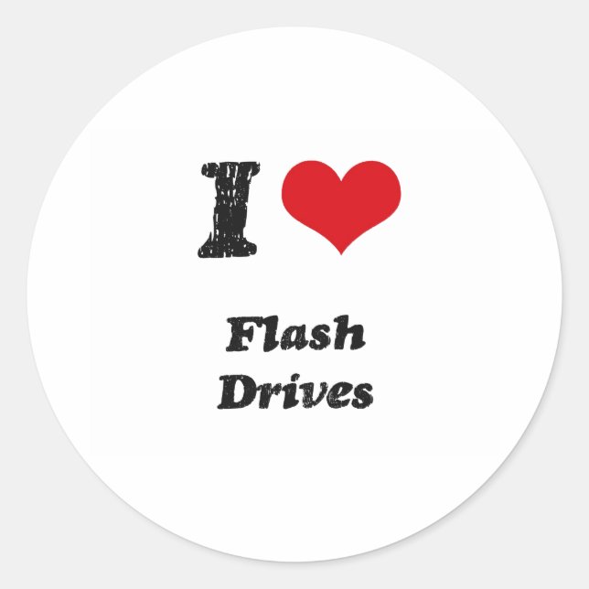 I Love FLASH DRIVES Classic Round Sticker (Front)