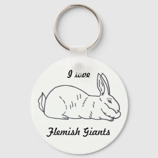 I Love Flemish Giants Rabbit Keychain
