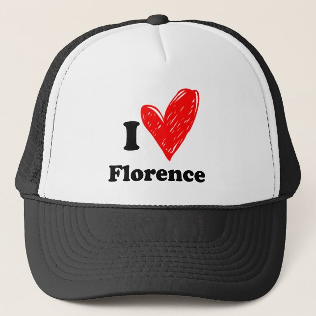 I love Florence Trucker Hat (Front)