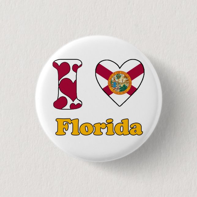 I love Florida 3 Cm Round Badge (Front)