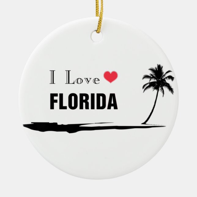 I Love Florida Ceramic Ornament (Front)
