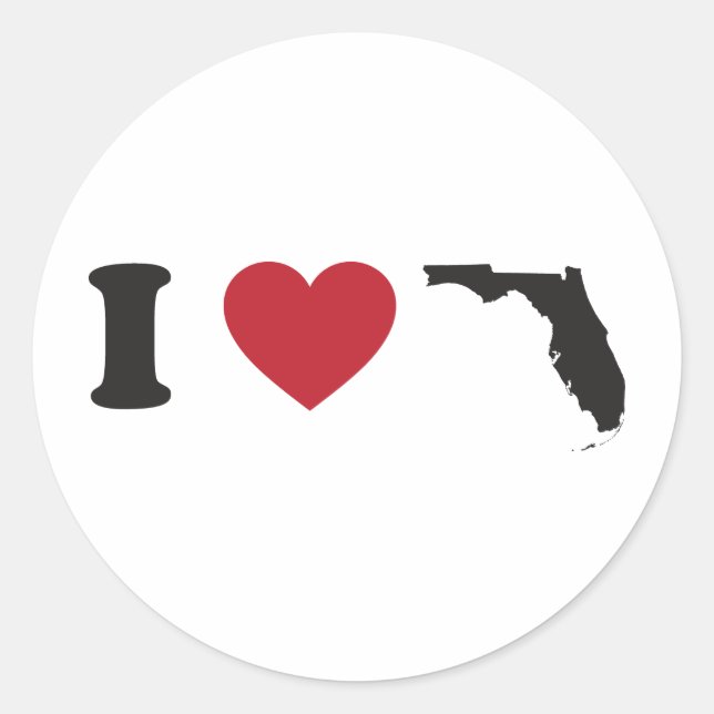 I Love Florida Classic Round Sticker (Front)