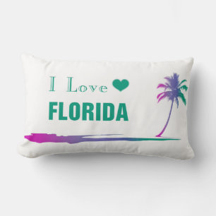 I Love Florida Colorful Green Lumbar Cushion