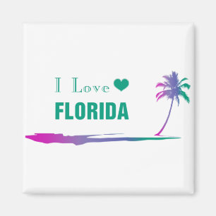 I Love Florida Colourful Green Magnet