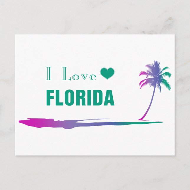 I Love Florida Colourful Green Postcard (Front)