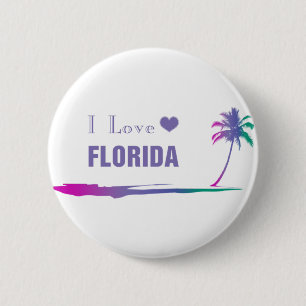 I Love Florida Colourful Purple 6 Cm Round Badge