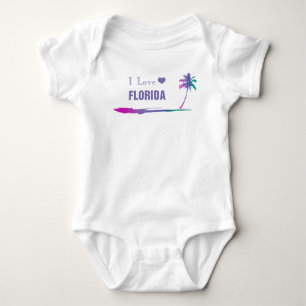 I Love Florida Colourful Purple Baby Bodysuit