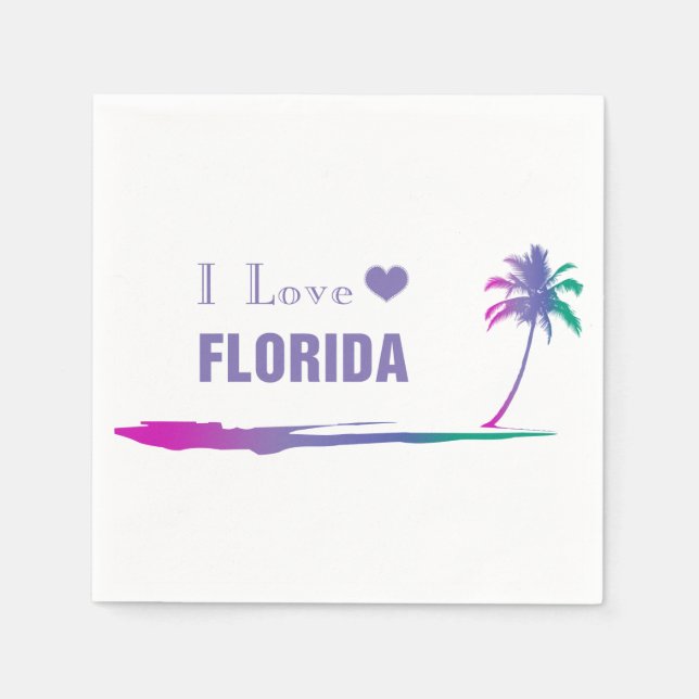 I Love Florida Colourful Purple Napkin (Front)