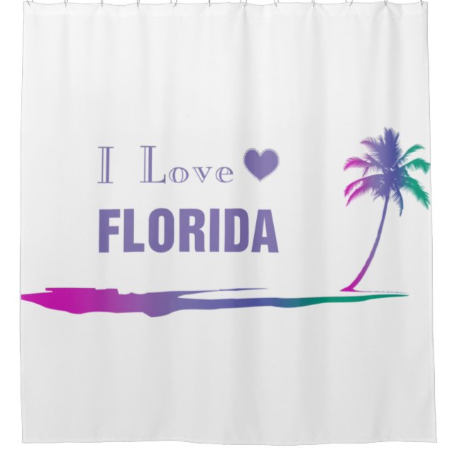I Love Florida Colourful Purple Shower Curtain (Front)