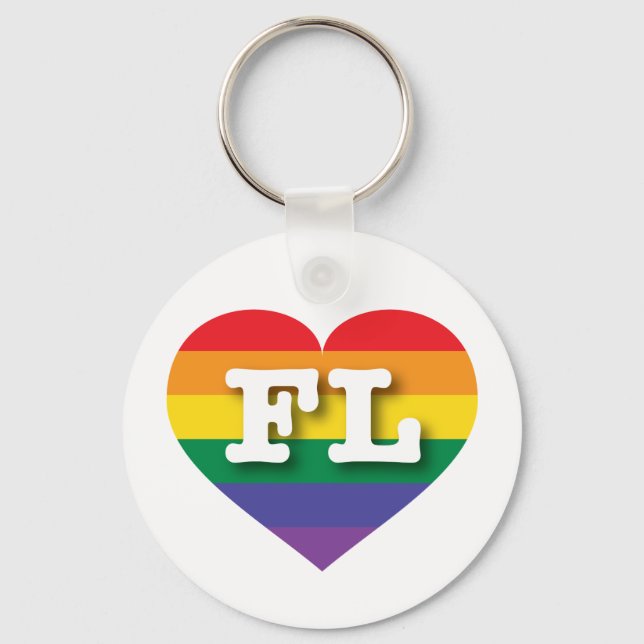 I love Florida Gay Pride Key Ring (Front)