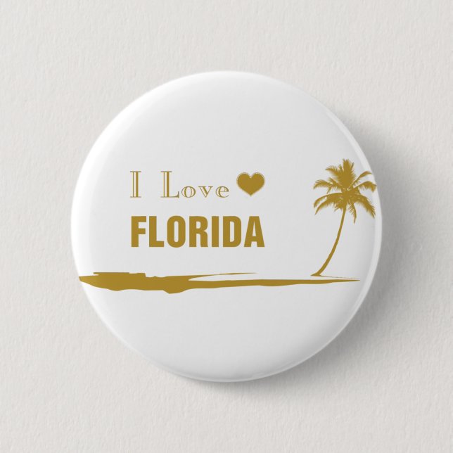 I Love Florida Gold 6 Cm Round Badge (Front)