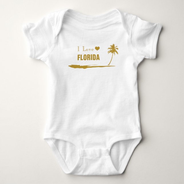 I Love Florida Gold Baby Bodysuit (Front)