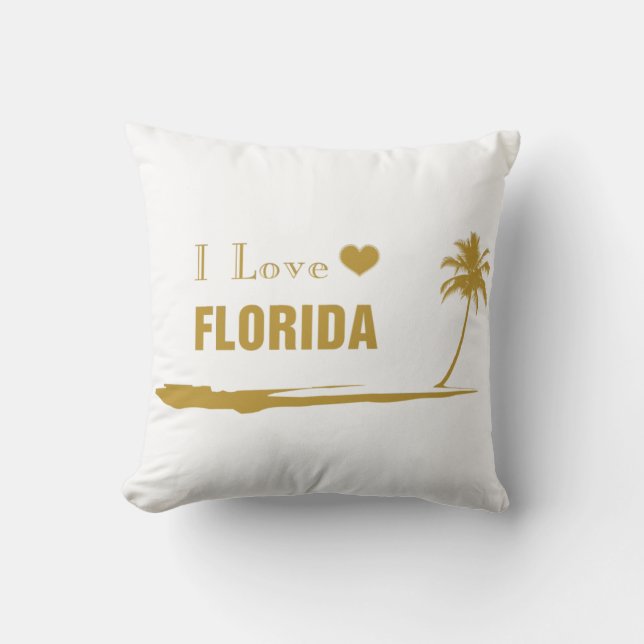 I Love Florida Gold Cushion (Front)