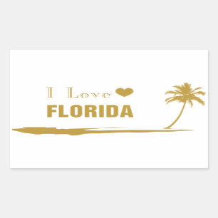 I Love Florida Gold Rectangular Sticker