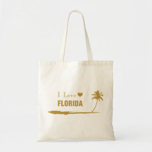 I Love Florida Gold Tote Bag