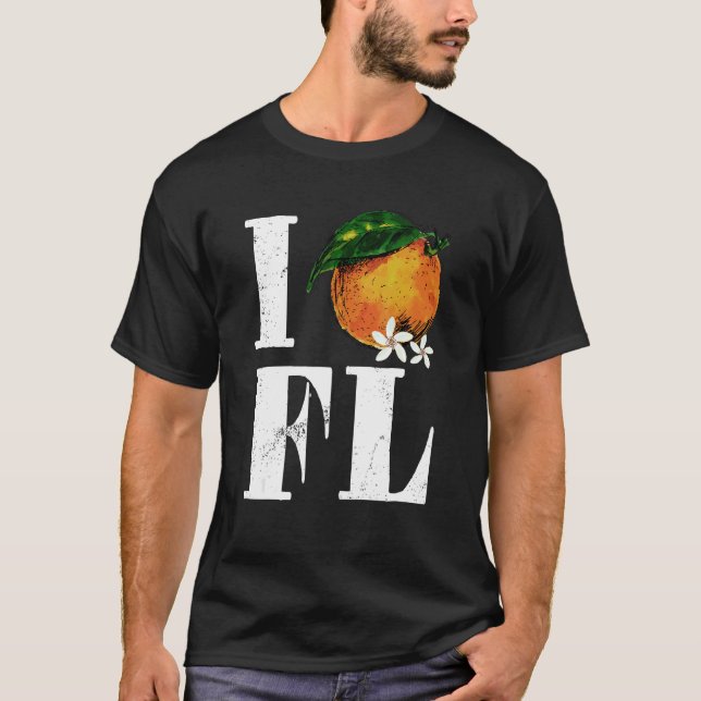 I Love Florida Orange Fruits States American T-Shirt (Front)