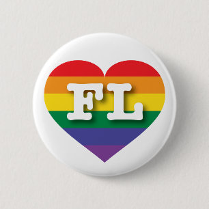 I Love Florida Rainbow Heart 6 Cm Round Badge