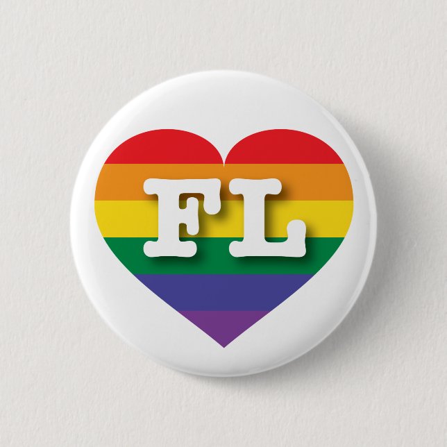 I Love Florida Rainbow Heart 6 Cm Round Badge (Front)