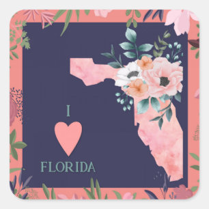 I Love Florida Square Sticker