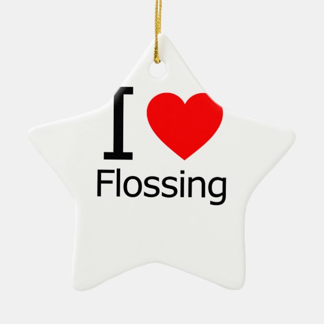 I Love Flossing Ceramic Tree Decoration (Front)
