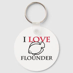 I Love Flounder Key Ring