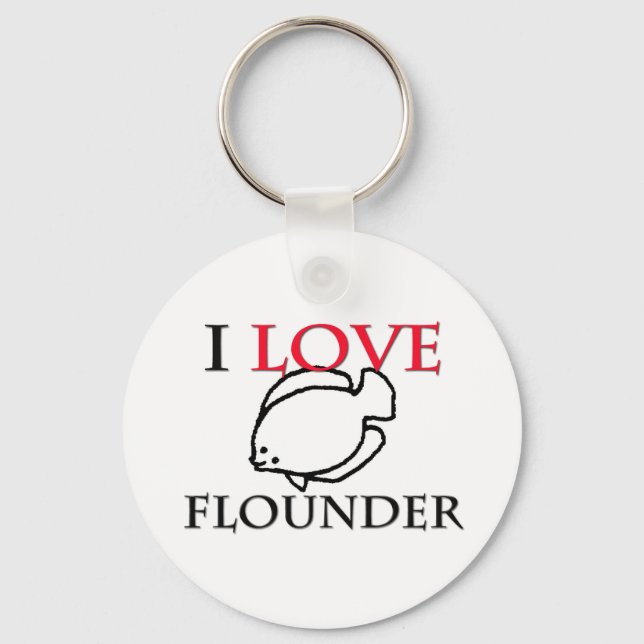 I Love Flounder Key Ring (Front)
