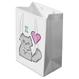 I Love Fluffy White Kitties Medium Gift Bag