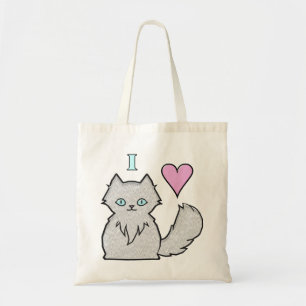 I Love Fluffy White Kitties Tote Bag